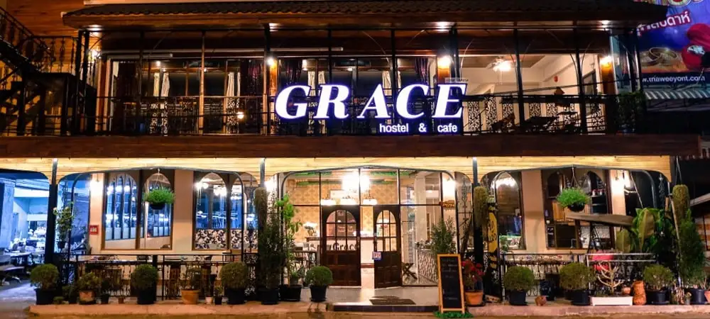 Grace Hostel & Cafe exterior in Chiang Rai